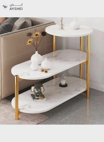 DubaiGallery Small Coffee Table 3 Shelves Sofa Side Table Corner Table Iron Frame Sideboard Living Room Side Table-0