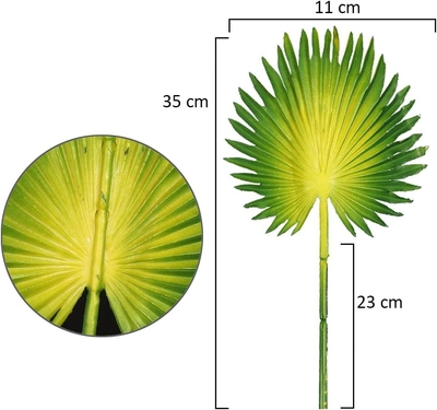 RAINTREE Multiuse Tropical Four Fan Palm Leaf Green 35x11cms Artificial Palm Leaves 4 Fan Leaf-1