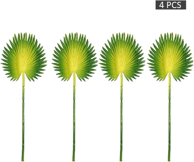 RAINTREE Multiuse Tropical Four Fan Palm Leaf Green 35x11cms Artificial Palm Leaves 4 Fan Leaf-2