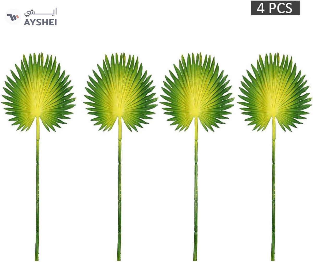RAINTREE Multiuse Tropical Four Fan Palm Leaf Green 35x11cms Artificial Palm Leaves 4 Fan Leaf-2-2