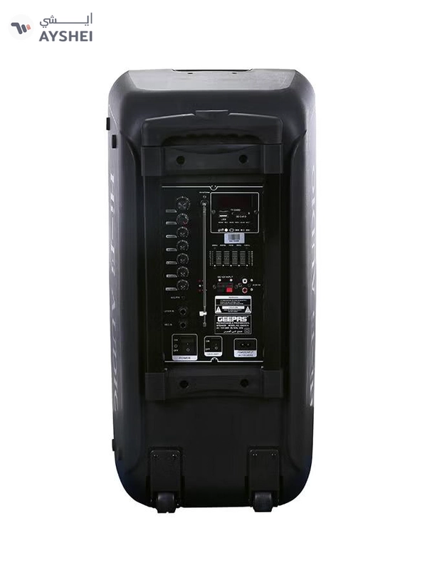 GEEPAS Portable And Rechargeable Professional Speaker- 10 Inch- Wireless Microphones, Battery Rechargeable | 50000 PMPO | Portable Woofer With Trolley Handle Black