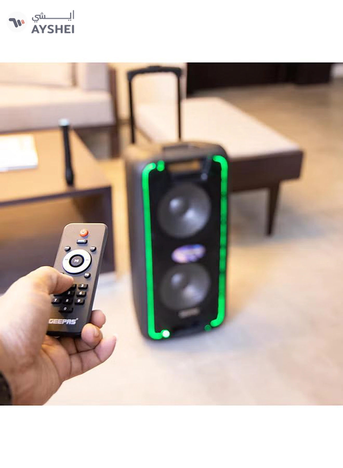 GEEPAS Portable And Rechargeable Professional Speaker- 10 Inch- Wireless Microphones, Battery Rechargeable | 50000 PMPO | Portable Woofer With Trolley Handle Black-1-1