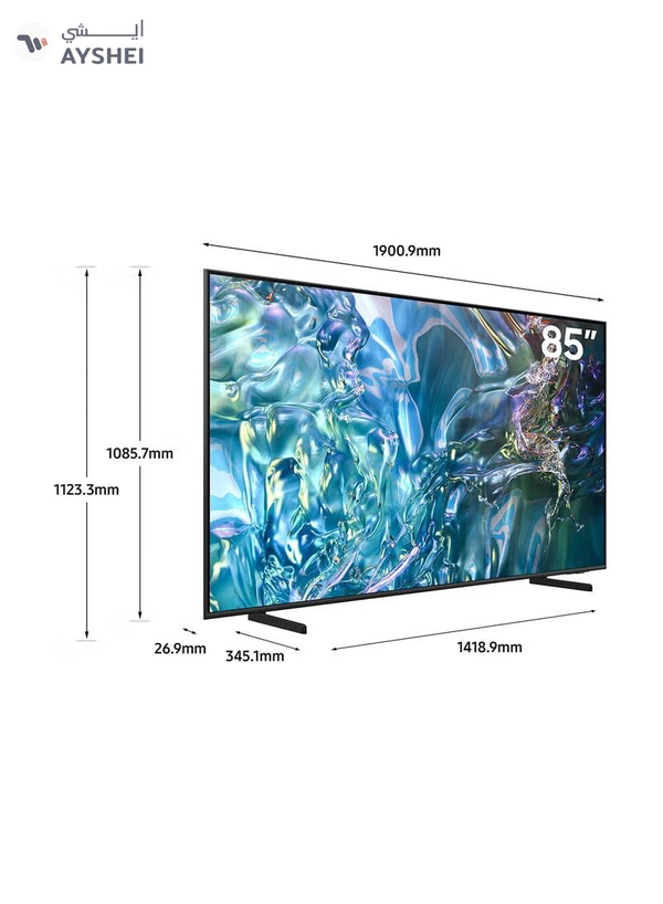 Samsung Smart TV, Big TV, QLED, Q60D, 85 Inch, 2024, 100% Color Volume with Quantum Dot, 4K Upscaling, Tizen OS, AirSlim Design QA85Q60DAUXZN Black