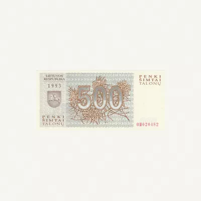 LITHUANIA 500 TALON BANKNOTE 1993-1