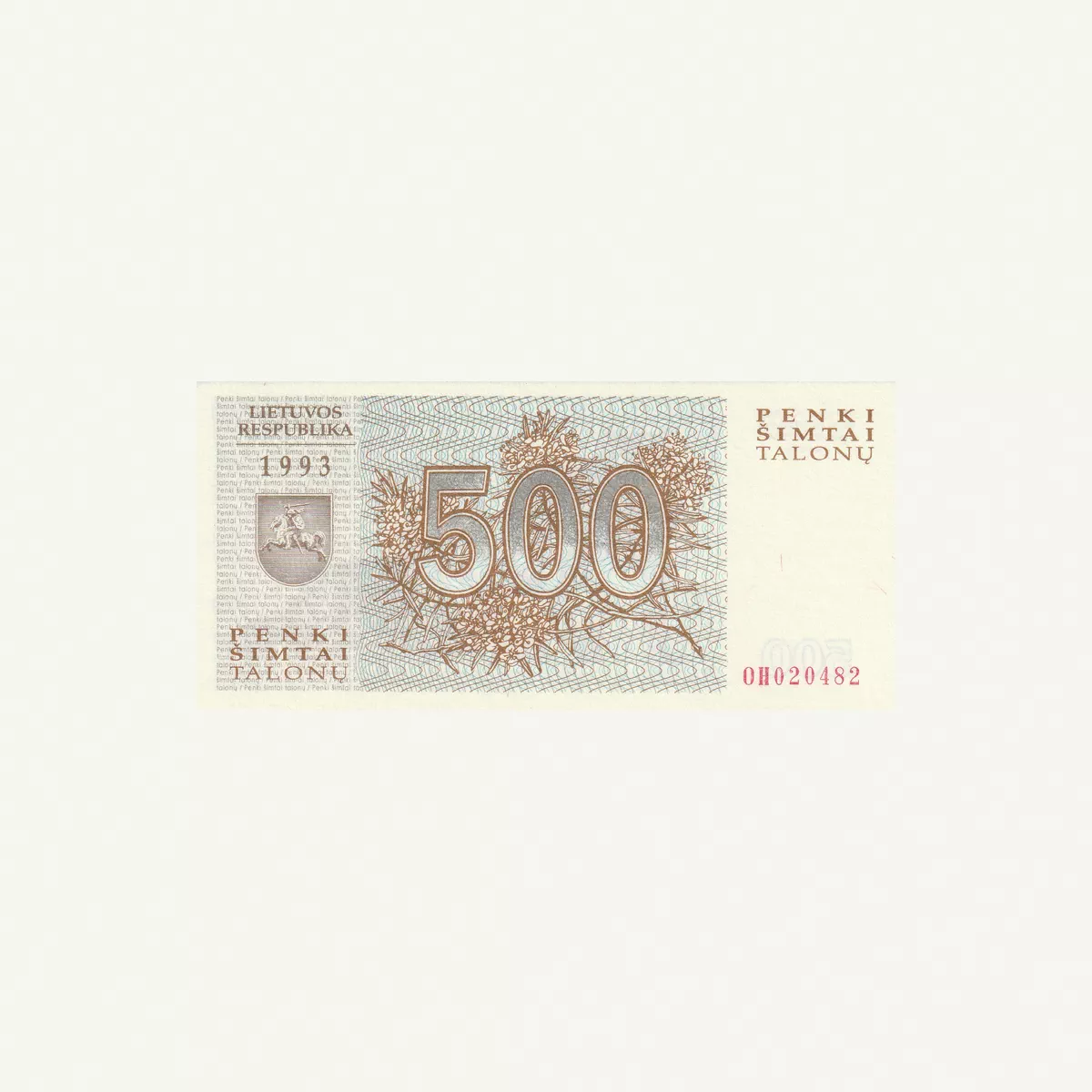 LITHUANIA 500 TALON BANKNOTE 1993-1-1