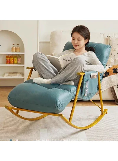 Upholstered High Back Adjustable Rocking Chair Lounge Chair with Padded Rocking Chair with Armrests Storage Bag Modern Lounger Sofa Can Lie or Sleep Lazy Chair for Bedroom Dorm Garden Patio Porch-1