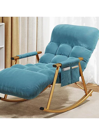 Upholstered High Back Adjustable Rocking Chair Lounge Chair with Padded Rocking Chair with Armrests Storage Bag Modern Lounger Sofa Can Lie or Sleep Lazy Chair for Bedroom Dorm Garden Patio Porch-3