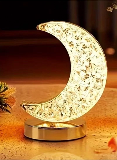 Yuwell Ramadan Lamp Crystal Table Lamp Moon Lamp With USB 3 Color Changing Option Crystal Lamp LED Light Lamp With 3 Light Intensities Tactile Switch Desk Lamp Moon Lamp Ramadan Light For Ramadan Decoration-5