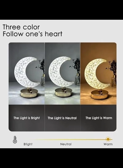 Yuwell Ramadan Lamp Crystal Table Lamp Moon Lamp With USB 3 Color Changing Option Crystal Lamp LED Light Lamp With 3 Light Intensities Tactile Switch Desk Lamp Moon Lamp Ramadan Light For Ramadan Decoration-1