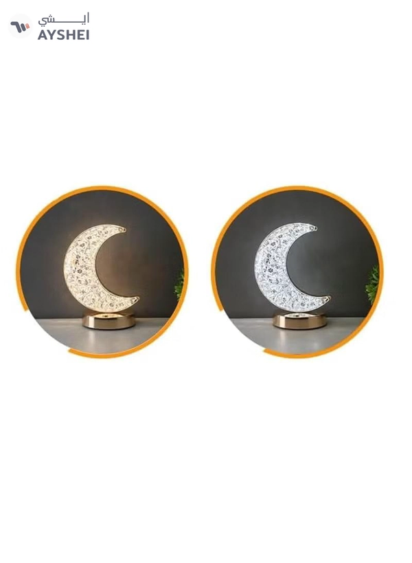 Yuwell Ramadan Lamp Crystal Table Lamp Moon Lamp With USB 3 Color Changing Option Crystal Lamp LED Light Lamp With 3 Light Intensities Tactile Switch Desk Lamp Moon Lamp Ramadan Light For Ramadan Decoration