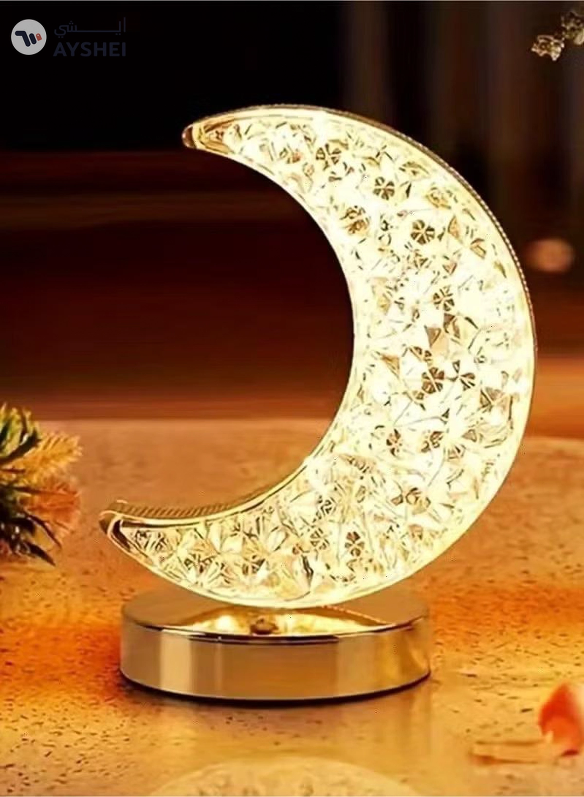Yuwell Ramadan Lamp Crystal Table Lamp Moon Lamp With USB 3 Color Changing Option Crystal Lamp LED Light Lamp With 3 Light Intensities Tactile Switch Desk Lamp Moon Lamp Ramadan Light For Ramadan Decoration-5-5