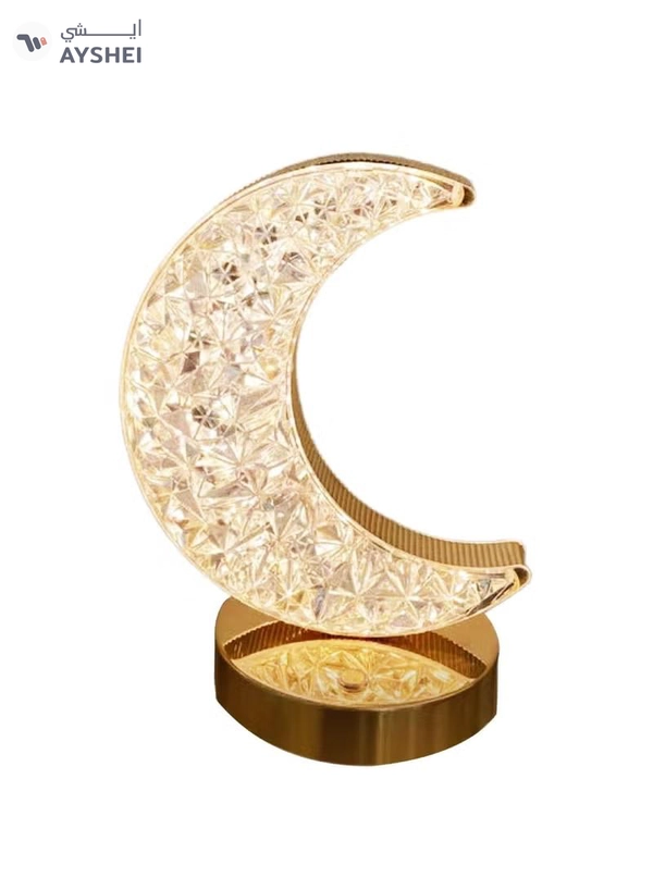 Yuwell Ramadan Lamp Crystal Table Lamp Moon Lamp With USB 3 Color Changing Option Crystal Lamp LED Light Lamp With 3 Light Intensities Tactile Switch Desk Lamp Moon Lamp Ramadan Light For Ramadan Decoration