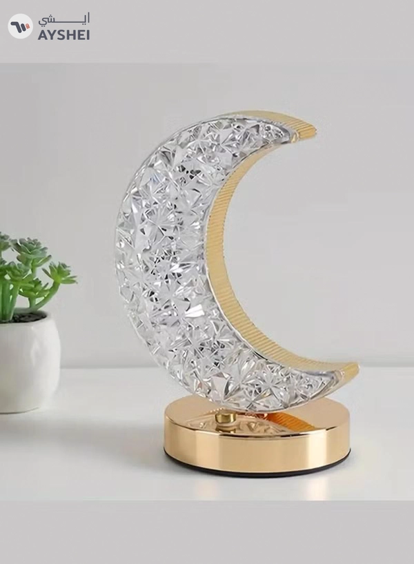 Yuwell Ramadan Lamp Crystal Table Lamp Moon Lamp With USB 3 Color Changing Option Crystal Lamp LED Light Lamp With 3 Light Intensities Tactile Switch Desk Lamp Moon Lamp Ramadan Light For Ramadan Decoration
