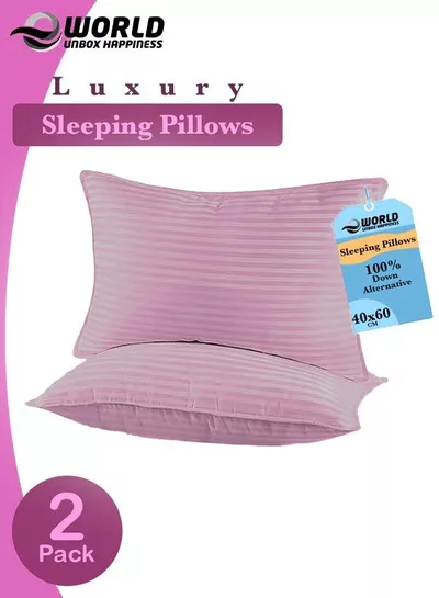 Pack of 2 Premium Down Alternative Filled Bed Pillows, Featuring Breathable Cover, Microfiber Filling and Plush Bounce-Back Design, Hypoallergenic and Luxurious Hotel Quality Pillow Set, Available in Elegant Color Options-0