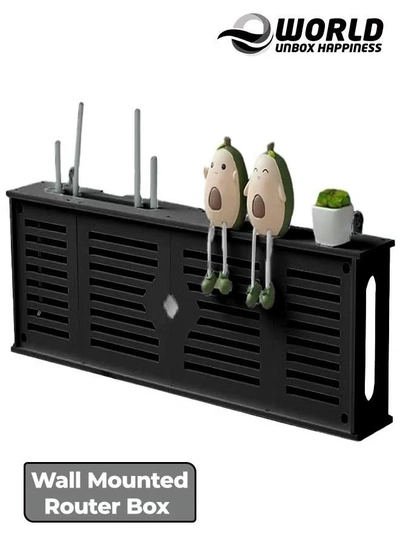 Eworld Stylish Wall-Mounted Router Rack for Wi-Fi Router, Set-Top Box, Light Cat Box, and More-0