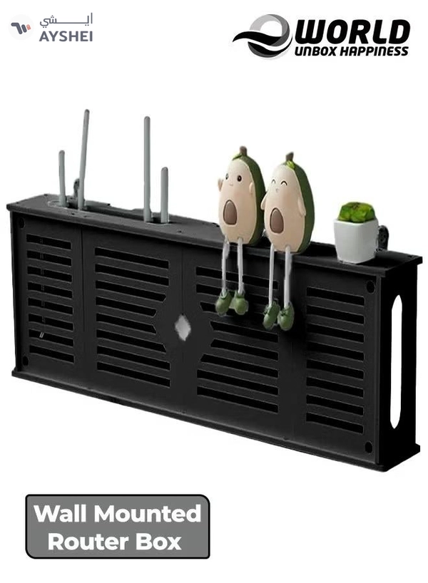 Eworld Stylish Wall-Mounted Router Rack for Wi-Fi Router, Set-Top Box, Light Cat Box, and More
