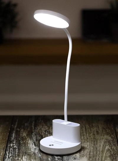 Geepas Rechargeable Reading Lamp | Table Light with Phone Holder | Perfect for Studying, Working, Travelling, Used at Home and Office| Lithium Battery- 15 Hours Time | 2 Years Warranty GDL53040-5