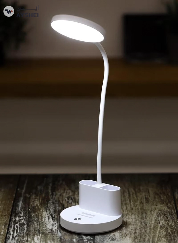 Geepas Rechargeable Reading Lamp | Table Light with Phone Holder | Perfect for Studying, Working, Travelling, Used at Home and Office| Lithium Battery- 15 Hours Time | 2 Years Warranty GDL53040
