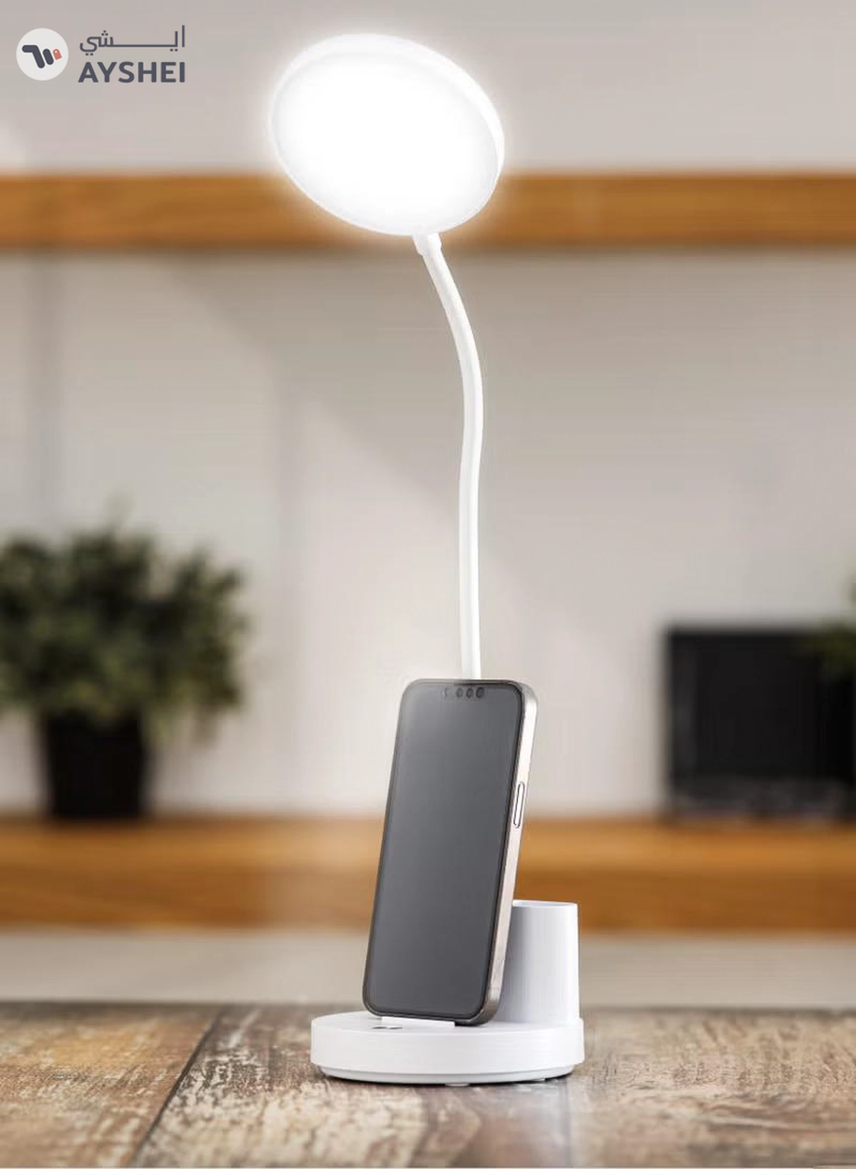 Geepas Rechargeable Reading Lamp | Table Light with Phone Holder | Perfect for Studying, Working, Travelling, Used at Home and Office| Lithium Battery- 15 Hours Time | 2 Years Warranty GDL53040-6-6