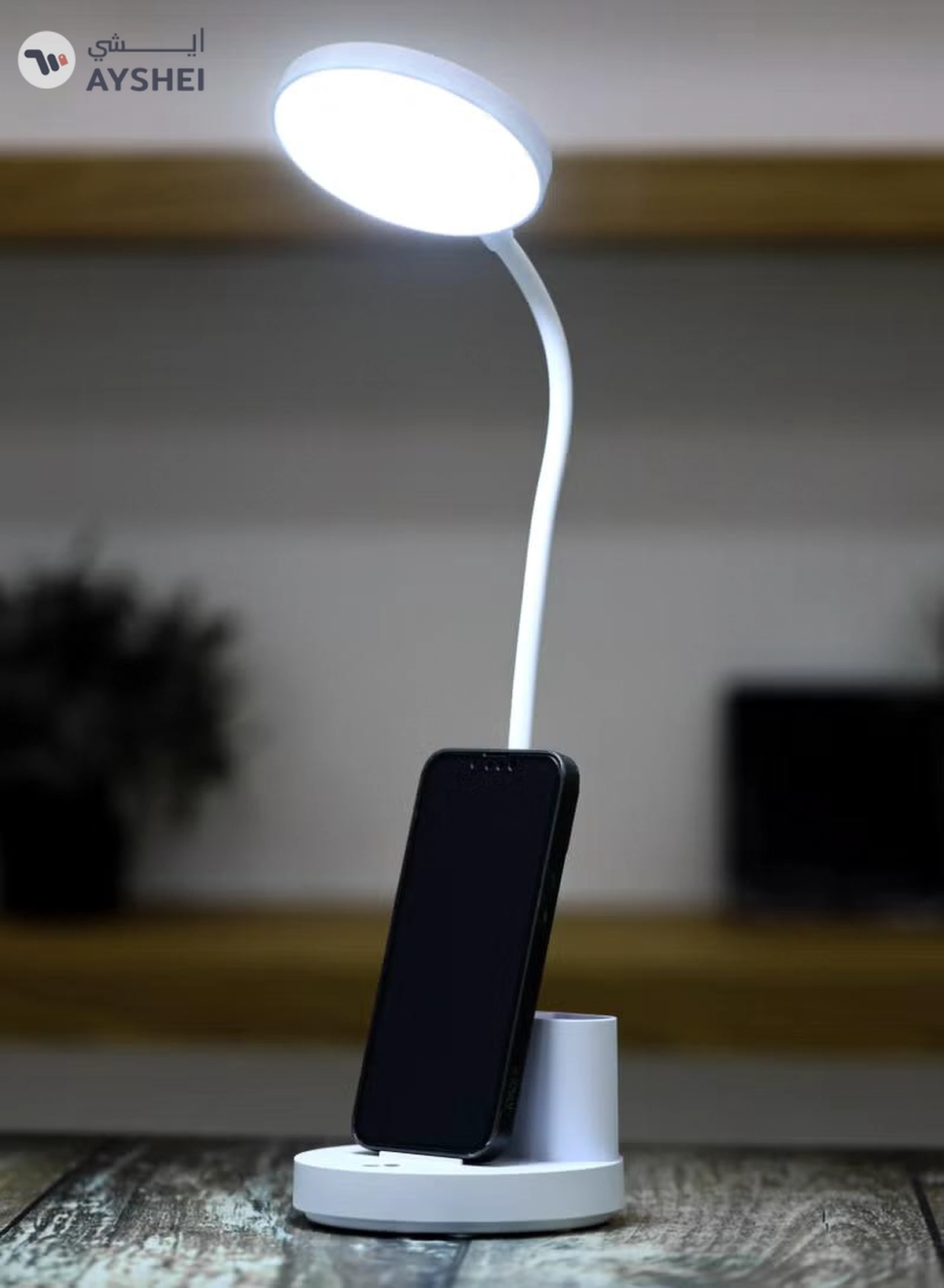 Geepas Rechargeable Reading Lamp | Table Light with Phone Holder | Perfect for Studying, Working, Travelling, Used at Home and Office| Lithium Battery- 15 Hours Time | 2 Years Warranty GDL53040-2-2