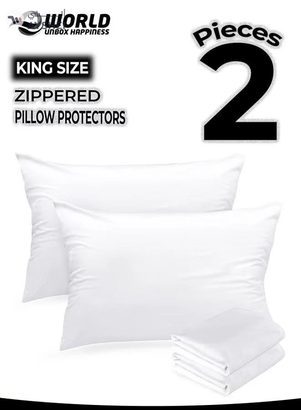 Eworld 2 Pieces Waterproof King Size White Pillow Protectors, Hypoallergenic, Breathable Noiseless