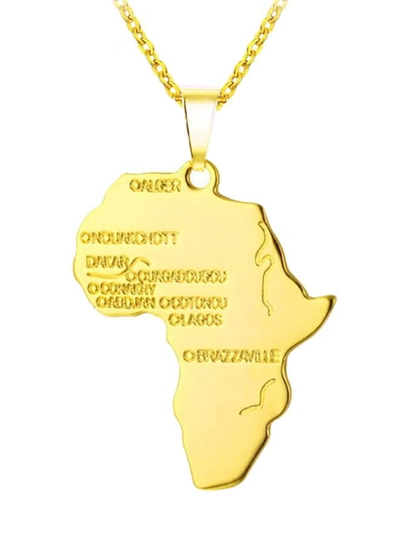 CJ 18 Karat Gold Plated Africa Map Pendant With Necklaces-0