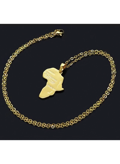 CJ 18 Karat Gold Plated Africa Map Pendant With Necklaces-1