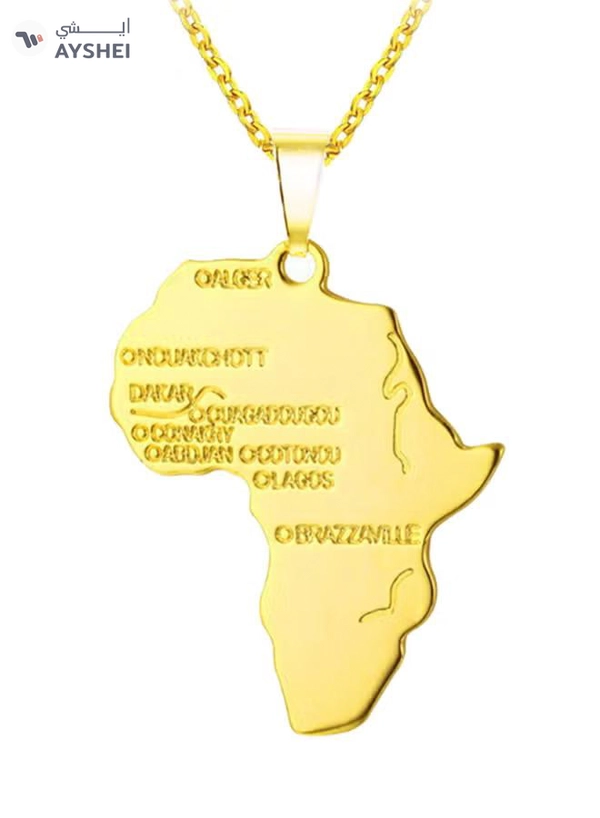 CJ 18 Karat Gold Plated Africa Map Pendant With Necklaces