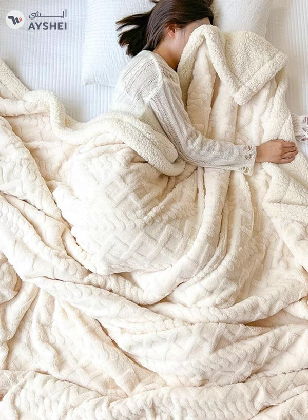 DubaiGallery Winter thickened Polar Fleece blanket soft comfortable double layer lamb Fleece office home nap warm sofa blanket