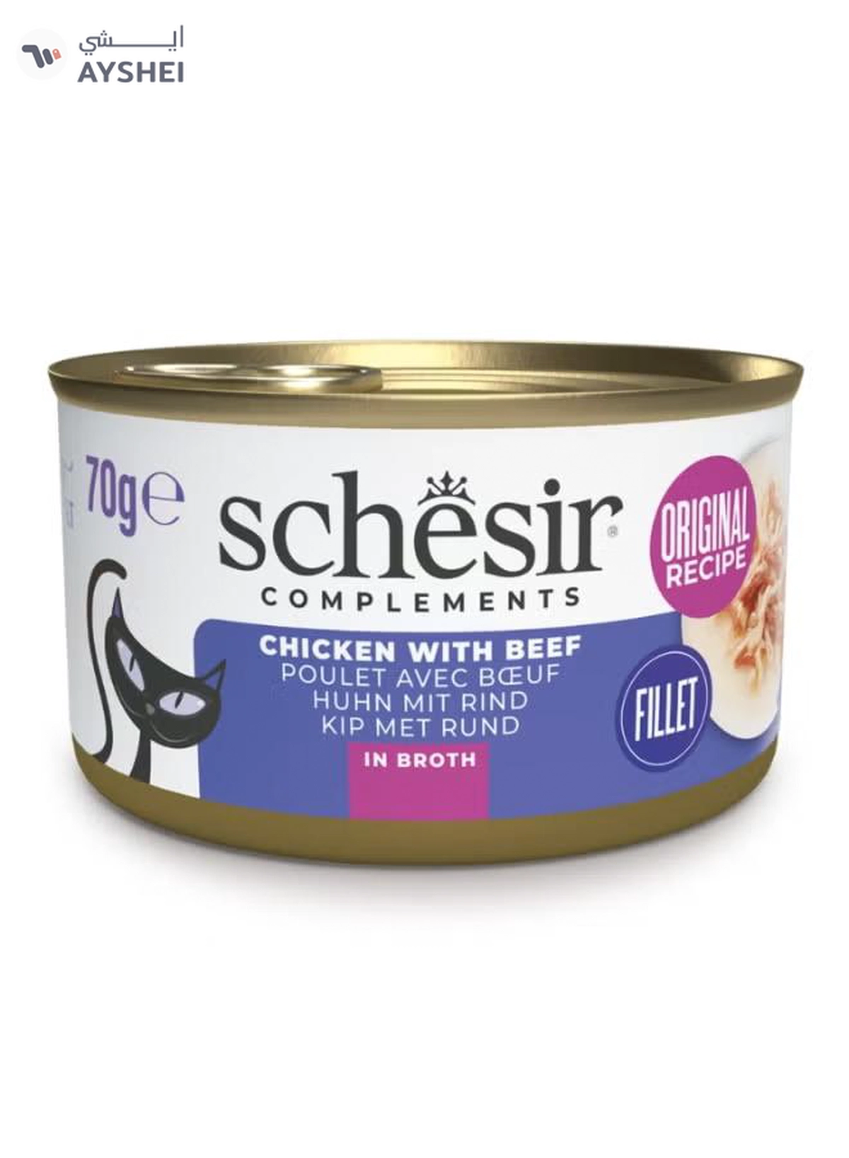 Schesir Complements Cat Wet Food in Broth- Chicken with Beef 70gx12pcs-1-1