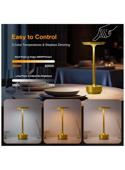 ZERIFAM Cordless Table Lamp, Portable LED Desk Lamps, 2000mAh USB Rechargeable Battery Operated, 3 Color Stepless Dimming Up Touch Lamp for Bedroom Dining Room Restaurant Night Light-4