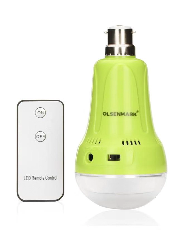 Olsenmark Rechargeable LED Bulb with Remote | Portable 5W LED Light with B22 Base | 2400mAh Battery, 4-Hour Runtime | Ideal for Power Cuts, Travel, Camping & Home Use Pista
