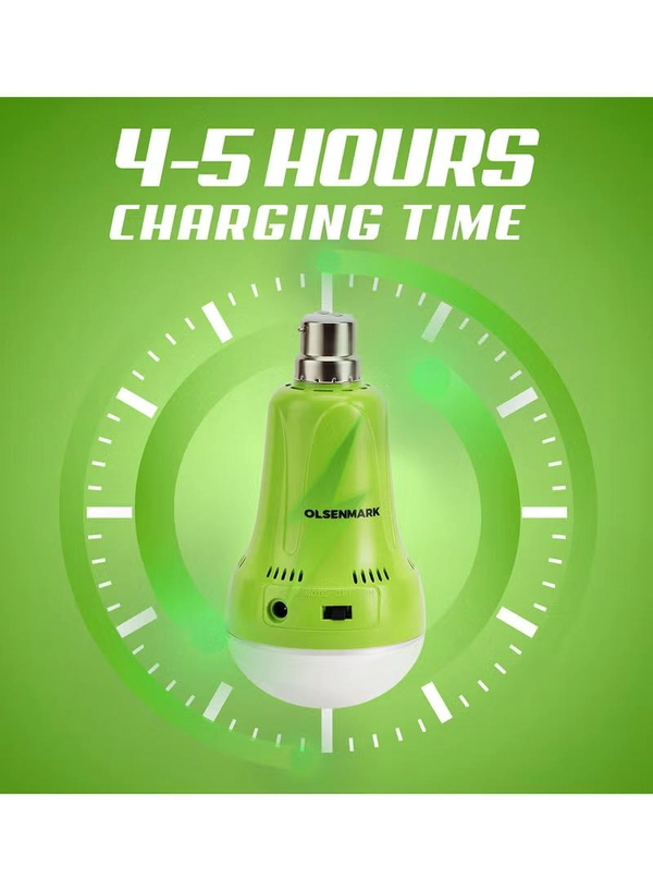Olsenmark Rechargeable LED Bulb with Remote | Portable 5W LED Light with B22 Base | 2400mAh Battery, 4-Hour Runtime | Ideal for Power Cuts, Travel, Camping & Home Use Pista