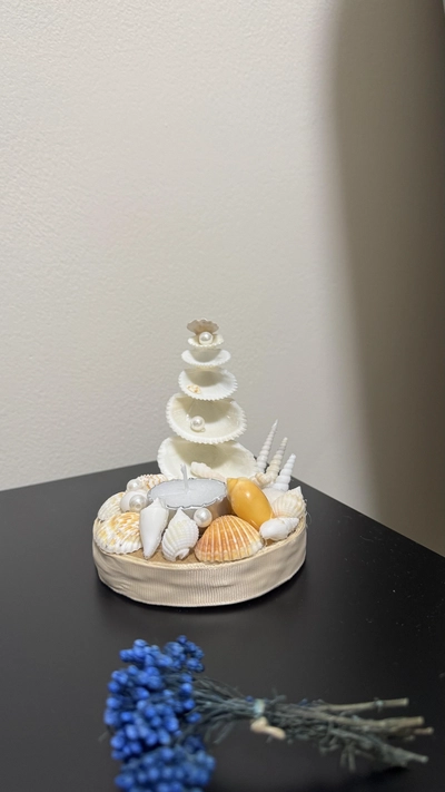 Handmade Seashell Décor 🐚✨Beautiful handcrafted coastal-inspired centerpiece made with real seashells and pearls. Perfect for home décor or gifting. Brand new and one of a kind.-0