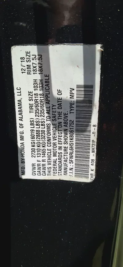Honda Odyssey 2019 American Specs-3