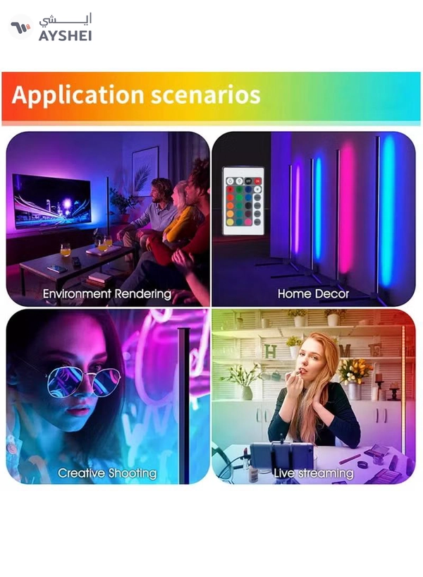 TUYA Smart RGB LED Floor Lamp Modern Minimalism Color Changing LED Dimmable Torchiere 20W 140CM