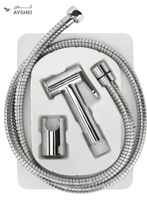 Geepas Cleo Shattaf Set- GSW61129 Soft Spray Non-Stop Water Jet with Easy Switch On High-Quality ABS Material, G1/2" Thread| Suitable Water Temperature- 60-Degrees Celsius For Bathroom Use Silver