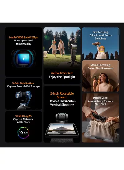 dji Osmo Pocket 3 Vlogging Camera With 1-Inch CMOS & 4K/120fps Video 3-Axis Stabilization Fast Focusing Face/Object Tracking 2-Inch Rotatable Touchscreen Small Video Camera For Photography Youtube-5