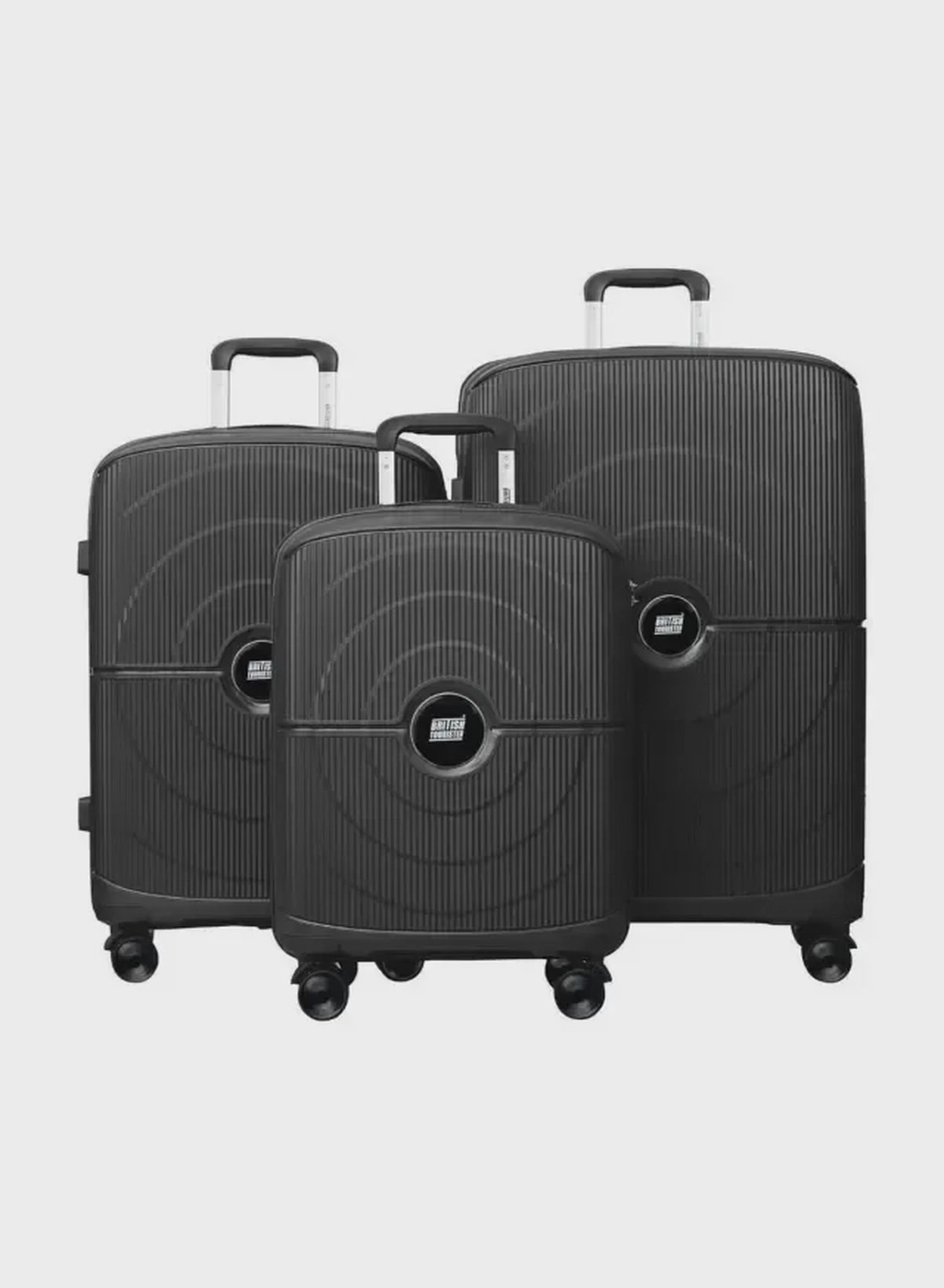 British Tourister Polypropylene Hardshell Luggage Set 3-Piece Spinner – TSA Approved Lock |Lightweight & Durable 20/24/28 Inch (Small, Medium, Large) – Black-0-0