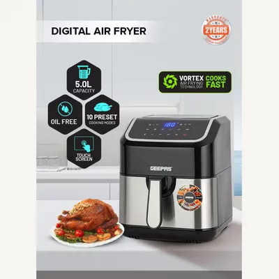 GEEPAS Digital Air Fryer - Equipped With Vortx Air Frying Technology| Oil Free Cooking Digital Display With Touch Screen-2