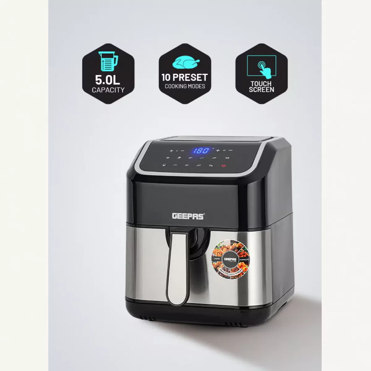 GEEPAS Digital Air Fryer - Equipped With Vortx Air Frying Technology| Oil Free Cooking Digital Display With Touch Screen-1-1