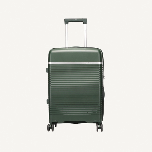 British Traveller 3-Piece Polypropylene Luggage Set | 20”, 24”, 28” Lightweight Suitcases with 360° Spinner Wheels, TSA Lock, Water & Scratch Resistant | Durable Hard Shell Trolley Bags with Telescopic Handle - Green