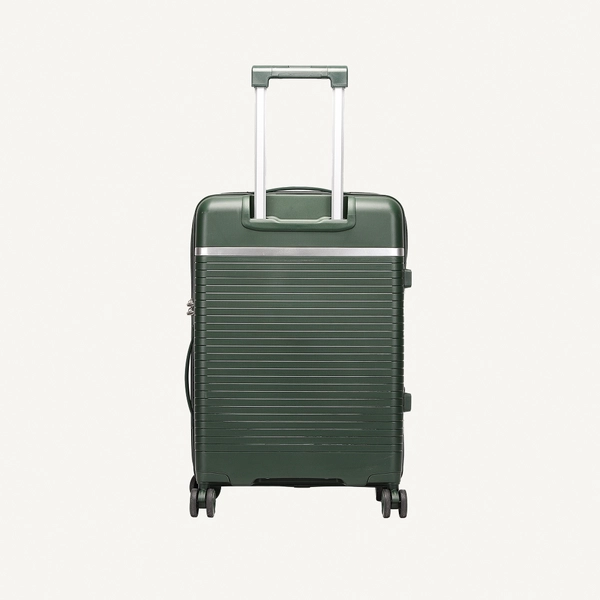 British Traveller 3-Piece Polypropylene Luggage Set | 20”, 24”, 28” Lightweight Suitcases with 360° Spinner Wheels, TSA Lock, Water & Scratch Resistant | Durable Hard Shell Trolley Bags with Telescopic Handle - Green