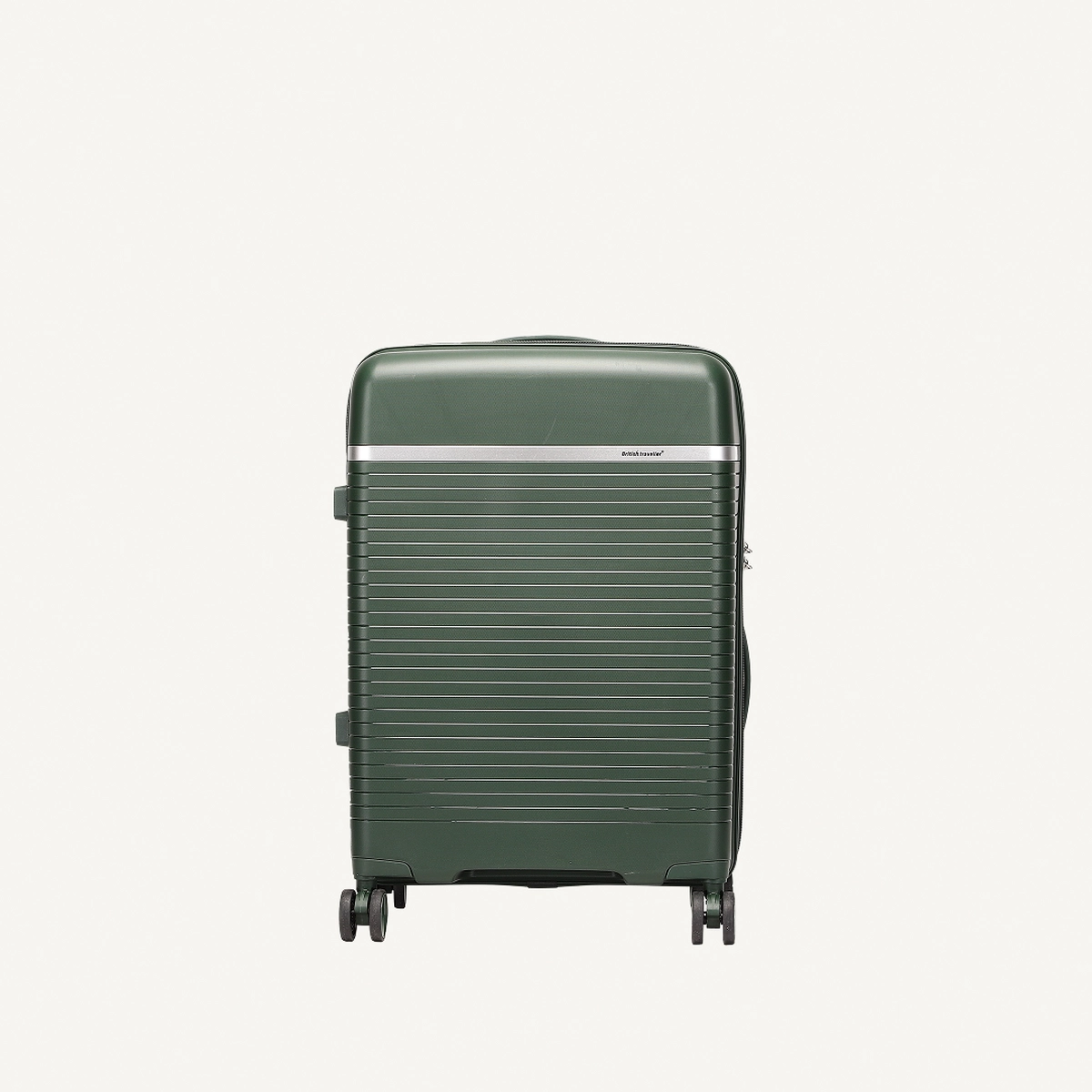 British Traveller 3-Piece Polypropylene Luggage Set | 20”, 24”, 28” Lightweight Suitcases with 360° Spinner Wheels, TSA Lock, Water & Scratch Resistant | Durable Hard Shell Trolley Bags with Telescopic Handle - Green-2-2
