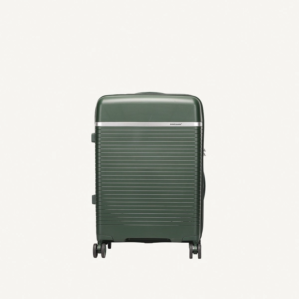 British Traveller 3-Piece Polypropylene Luggage Set | 20”, 24”, 28” Lightweight Suitcases with 360° Spinner Wheels, TSA Lock, Water & Scratch Resistant | Durable Hard Shell Trolley Bags with Telescopic Handle - Green
