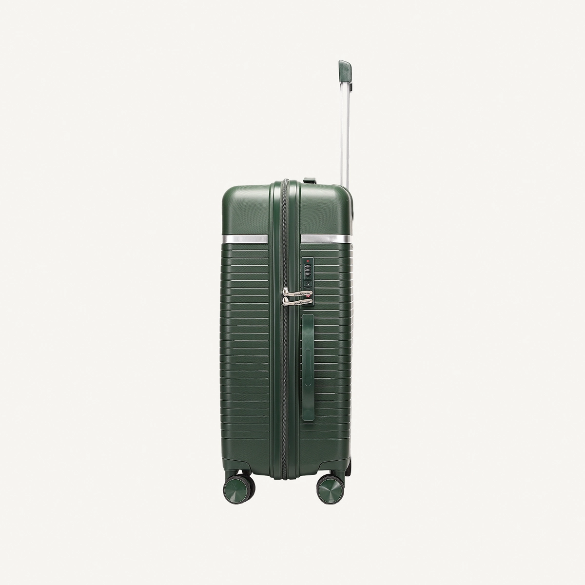 British Traveller 3-Piece Polypropylene Luggage Set | 20”, 24”, 28” Lightweight Suitcases with 360° Spinner Wheels, TSA Lock, Water & Scratch Resistant | Durable Hard Shell Trolley Bags with Telescopic Handle - Green-1-1
