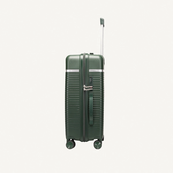 British Traveller 3-Piece Polypropylene Luggage Set | 20”, 24”, 28” Lightweight Suitcases with 360° Spinner Wheels, TSA Lock, Water & Scratch Resistant | Durable Hard Shell Trolley Bags with Telescopic Handle - Green