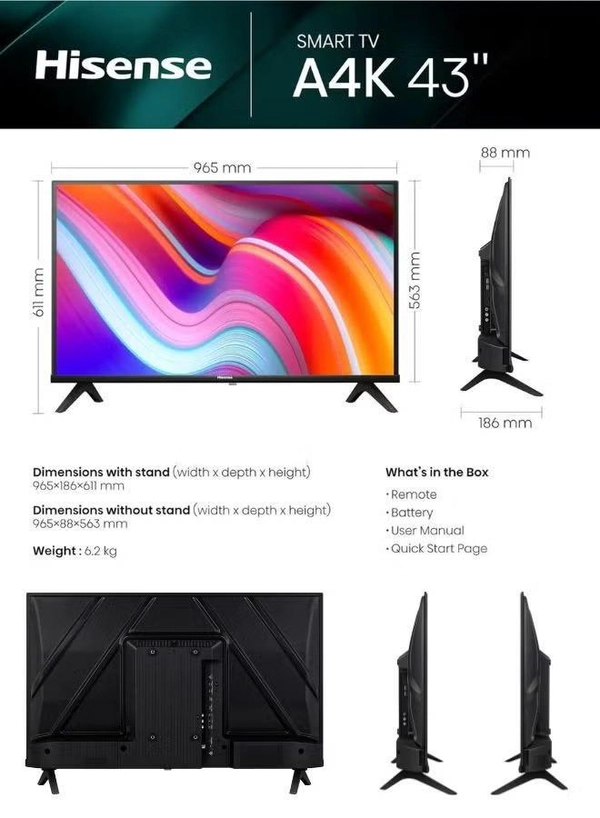 Hisense 43-Inch Full HD Smart LED TV | VIDAA OS, Bezel-less Design