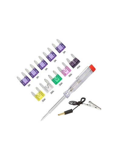 ABBASALI 10 PCS Car Motorcycle Blade Fuses with Tester Pen Tools Kit Clip-0