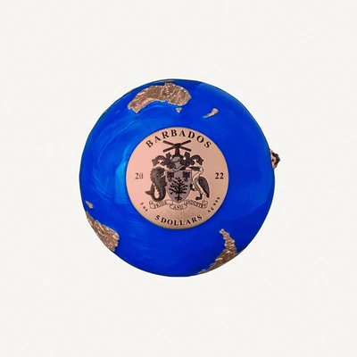 2022 Barbados $5 “Blue Marble – Endangered Earth” Spherical Coin-0